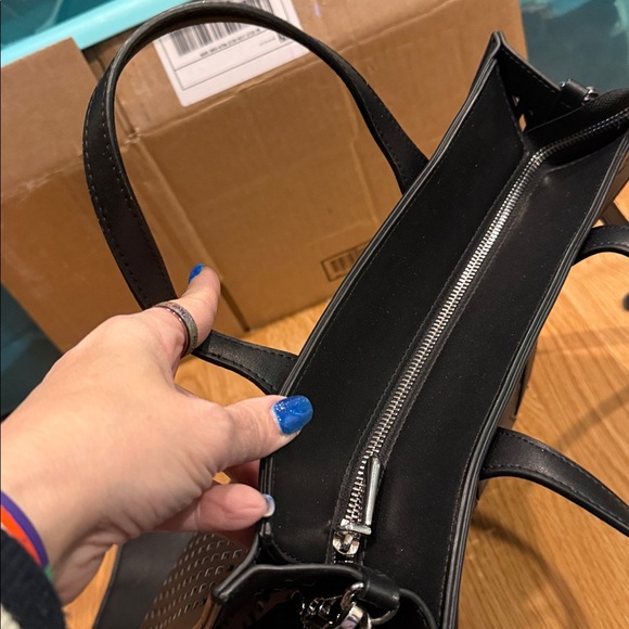 KARL LAGERFELD PARIS NOVEAU MEDIUM BLACK PERFORATED TOTE SHOULDER BAG - Picture 7 of 7